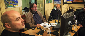 Durante la trasmissione Le lundis de la contemporaine su France Musique (12 maggio 2014) con Christophe Desjardins e Arnaud Merlin (foto di Mino Macina)